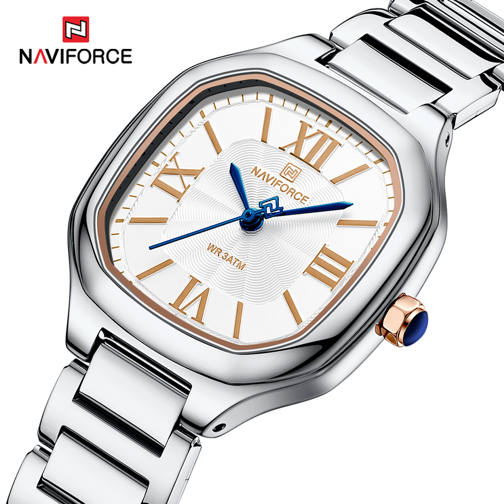 Minimalist Thin Watch - ساعة NAVIFORCE الفاخرة للنساء بمينا مربع