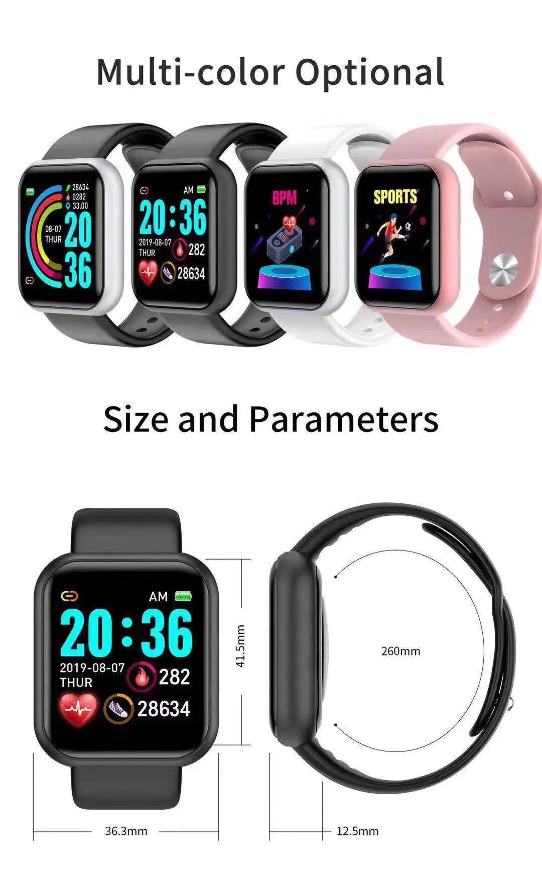 Smartwatch Sports Watches For Men - ساعة ذكية D20 Pro للرجال Y68،