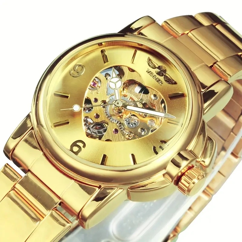 Skeleton Mechanical Watch - ساعة نسائية أنيقة أوتوماتيكية ميكانيكية -