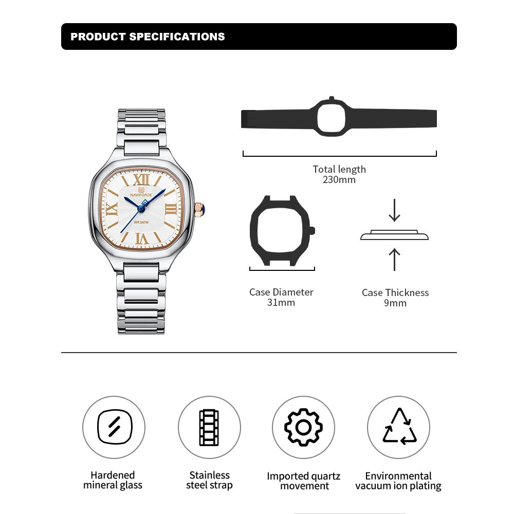 ساعة NAVIFORCE الفاخرة للنساء  - مراجعة Minimalist Thin Watch وسعره