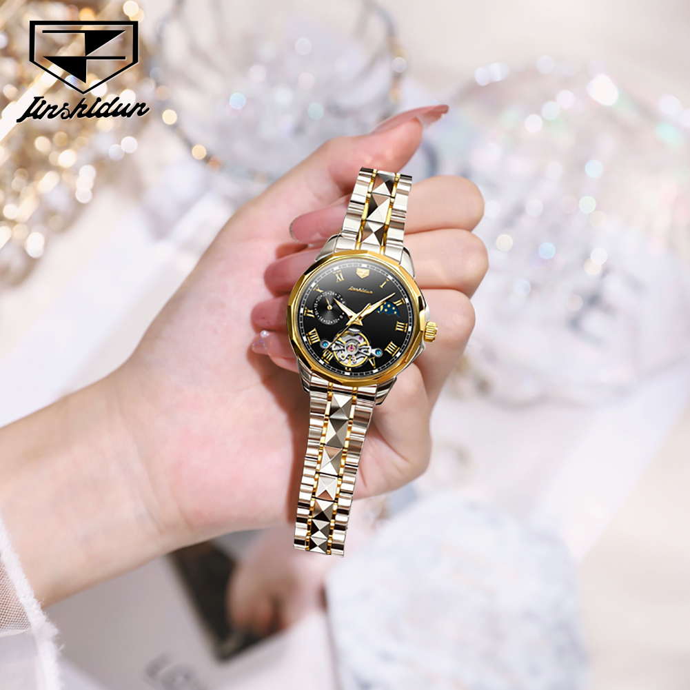 ساعة JSDUN 8937 للسيدات، ساعة  - مراجعة Skeleton Mechanical Watch وسعره