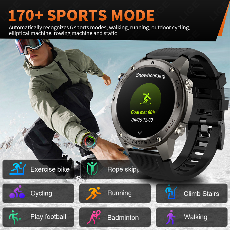 ساعة ذكية عسكرية فائقة الجودة  - مراجعة Smartwatch Sports Watches For Men وسعره