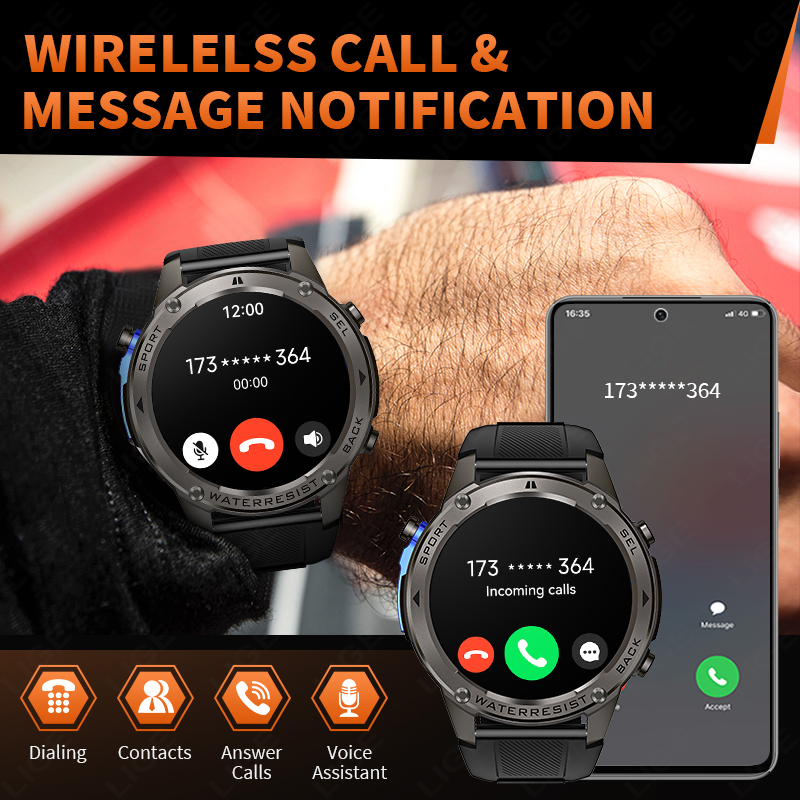 ساعة ذكية عسكرية فائقة الجودة  - مراجعة Smartwatch Sports Watches For Men وسعره