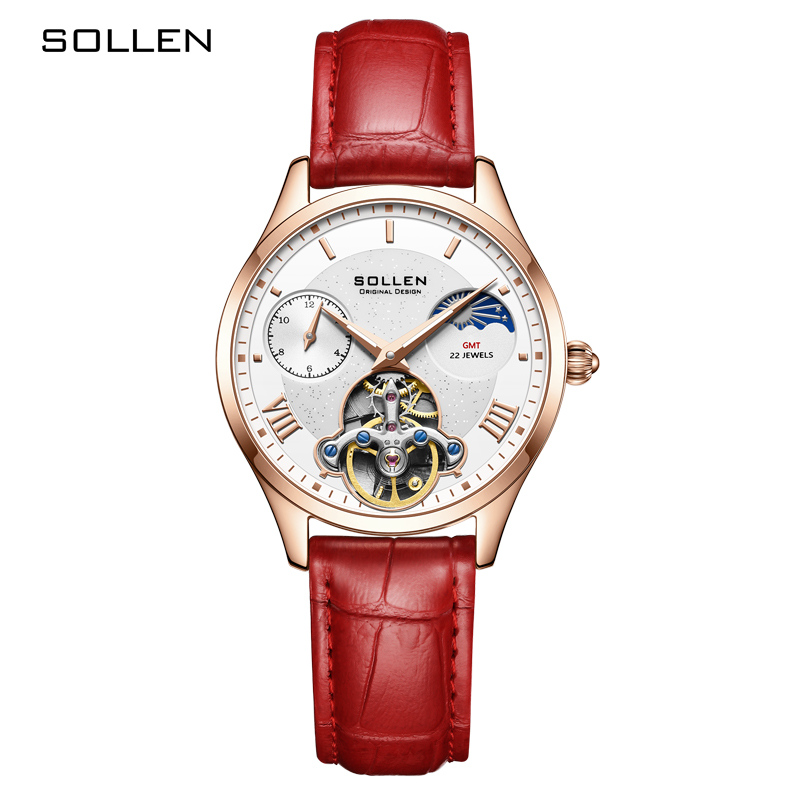 سويسرا SOLLEN ساعة نسائية ميكا - مراجعة Skeleton Mechanical Watch وسعره
