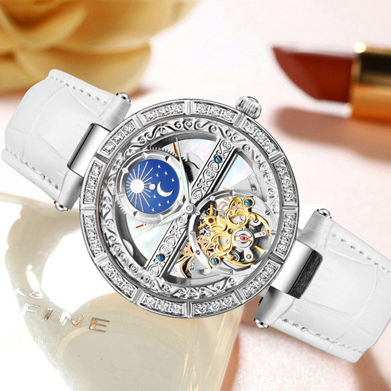 ساعة السيدات التلقائية امرأة ف - مراجعة Skeleton Mechanical Watch وسعره