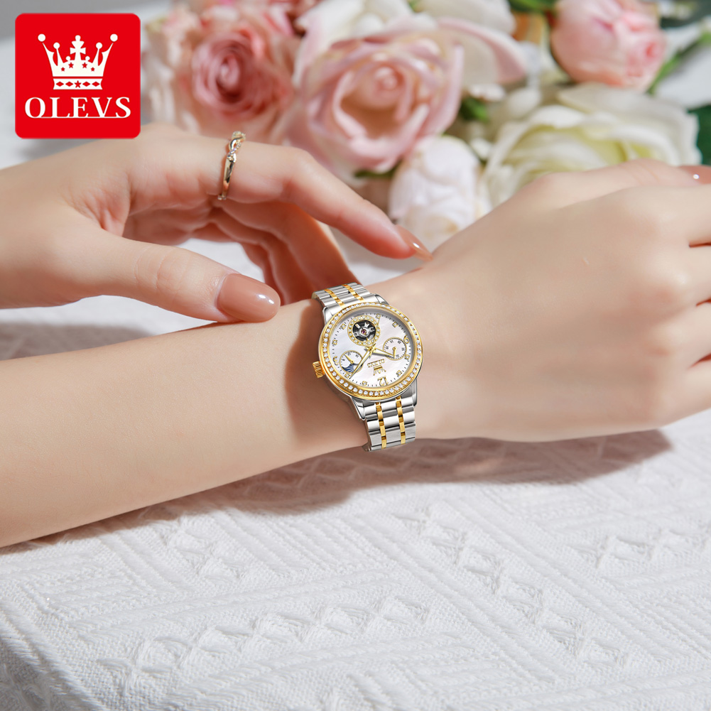 ساعة OLEVS أوتوماتيكية للنساء، - مراجعة Skeleton Mechanical Watch وسعره