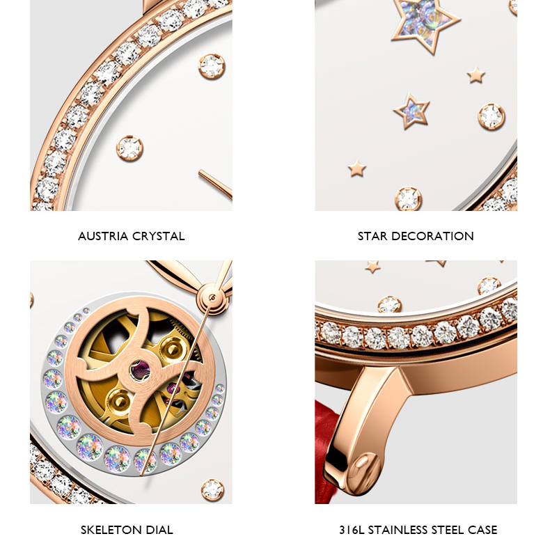 ساعات LOBINNI الفاخرة للنساء،  - مراجعة Skeleton Mechanical Watch وسعره