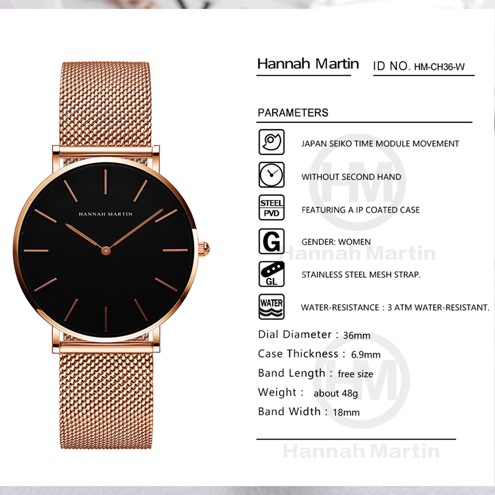 هانا مارتن العلامة التجارية ال - مراجعة Minimalist Thin Watch وسعره