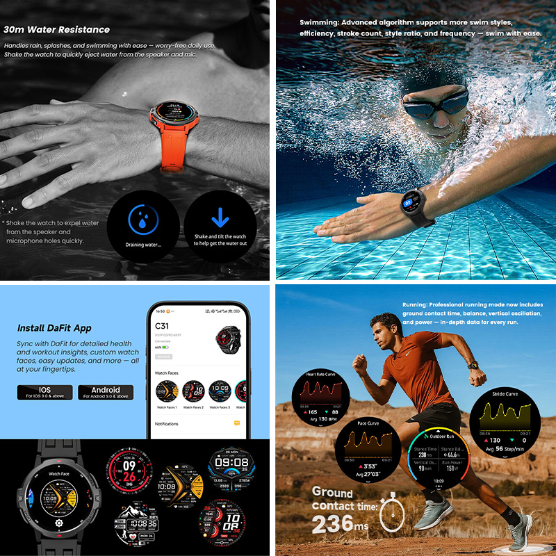 ساعة ذكية عسكرية جديدة بنظام ت - مراجعة Smartwatch Sports Watches For Men وسعره